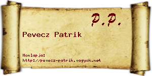 Pevecz Patrik névjegykártya